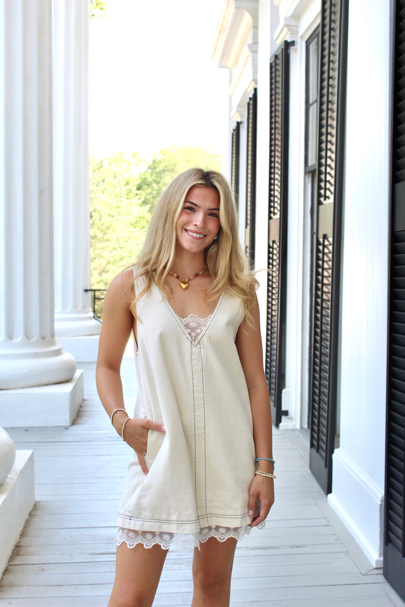 Denim Contrast Lace Shirt Mini Dress