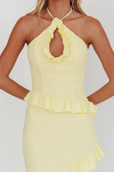 Lemon Crinkle Maxi Dress