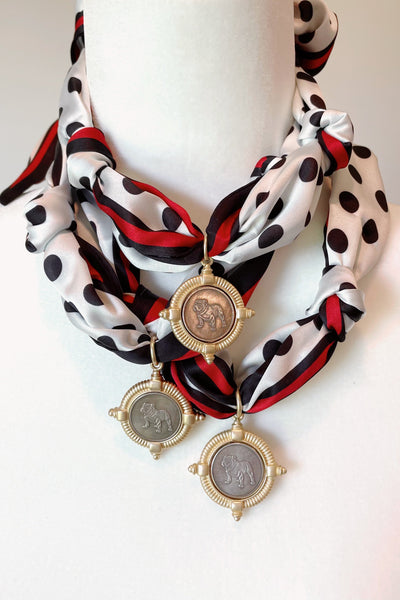 Bulldawg Polka Dot Scarf Necklace