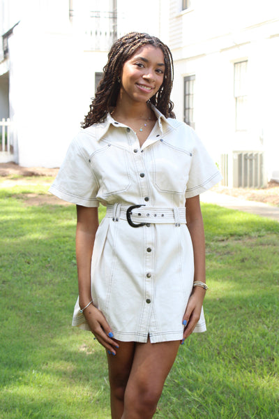 Elle Belted Shirt Mini Dress