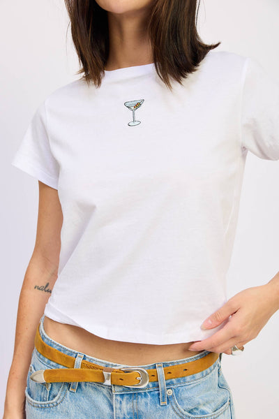 Martini Embroidered Baby Tee