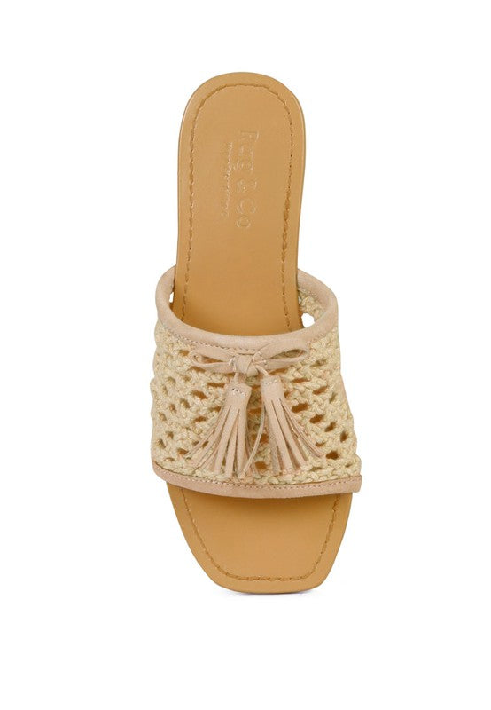Cedar Handwoven Tassel Sandals