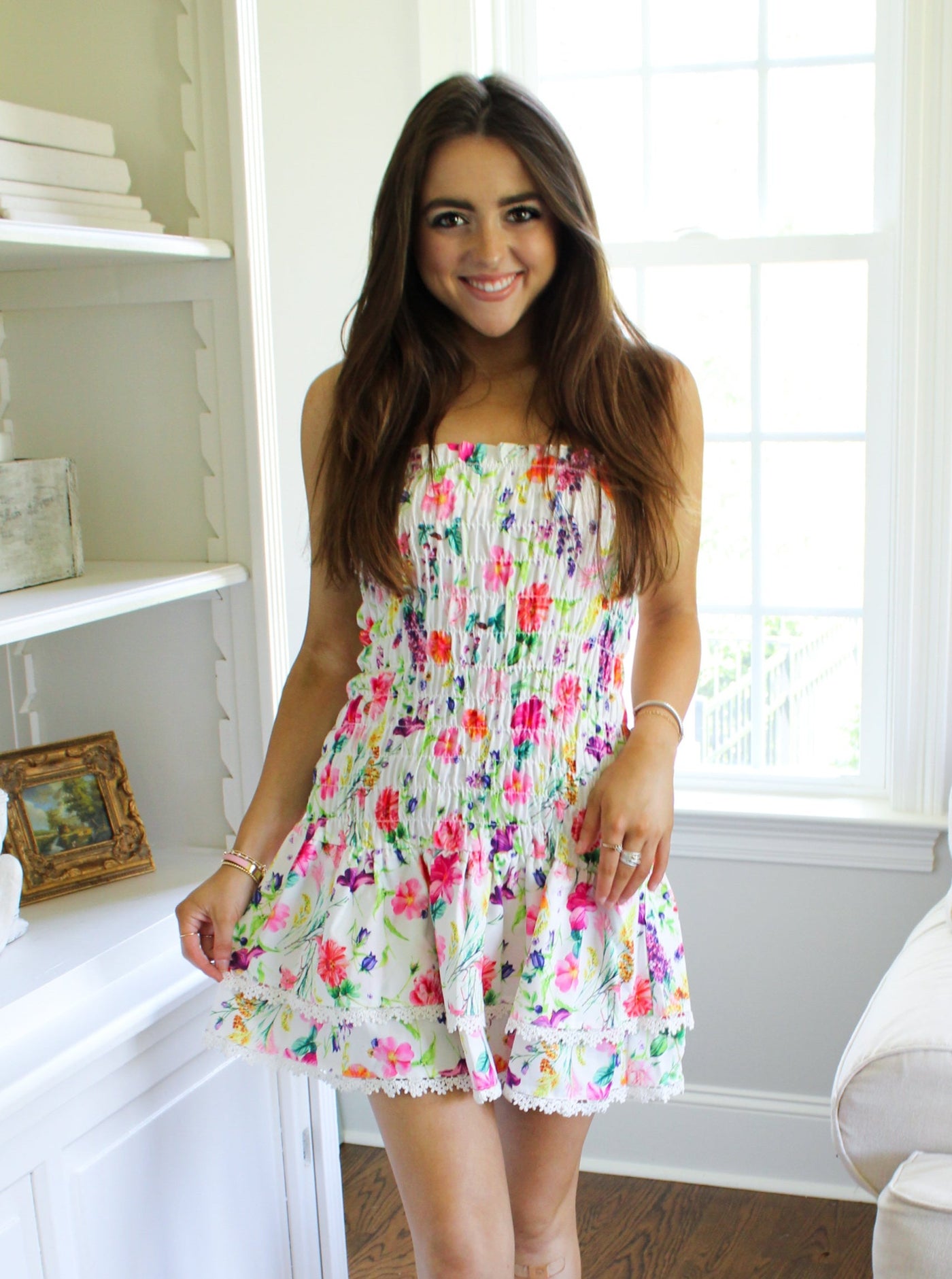 Bouquet Smocked Mini Tube Dress