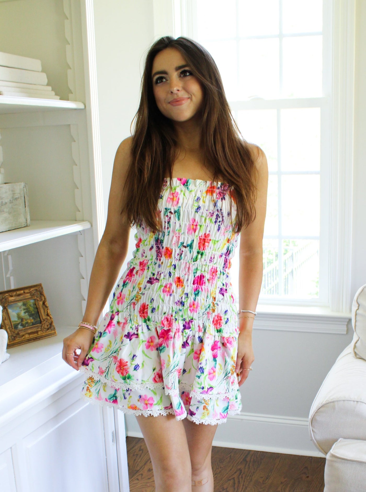 Bouquet Smocked Mini Tube Dress