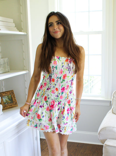 Bouquet Smocked Mini Tube Dress