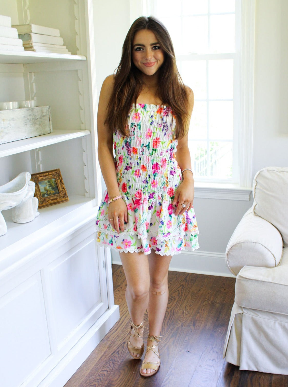 Bouquet Smocked Mini Tube Dress