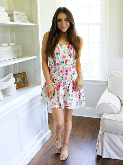 Bouquet Smocked Mini Tube Dress