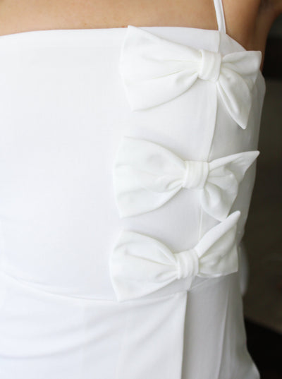 Bow Trim Solid Romper