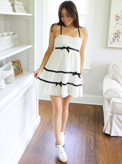 City of Romance Bow Mini Dress