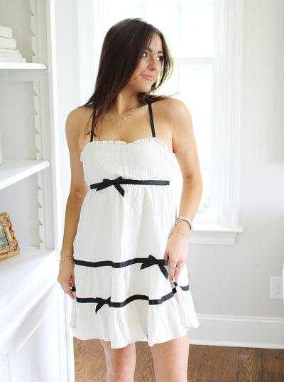 City of Romance Bow Mini Dress