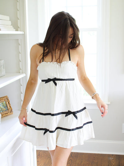 City of Romance Bow Mini Dress