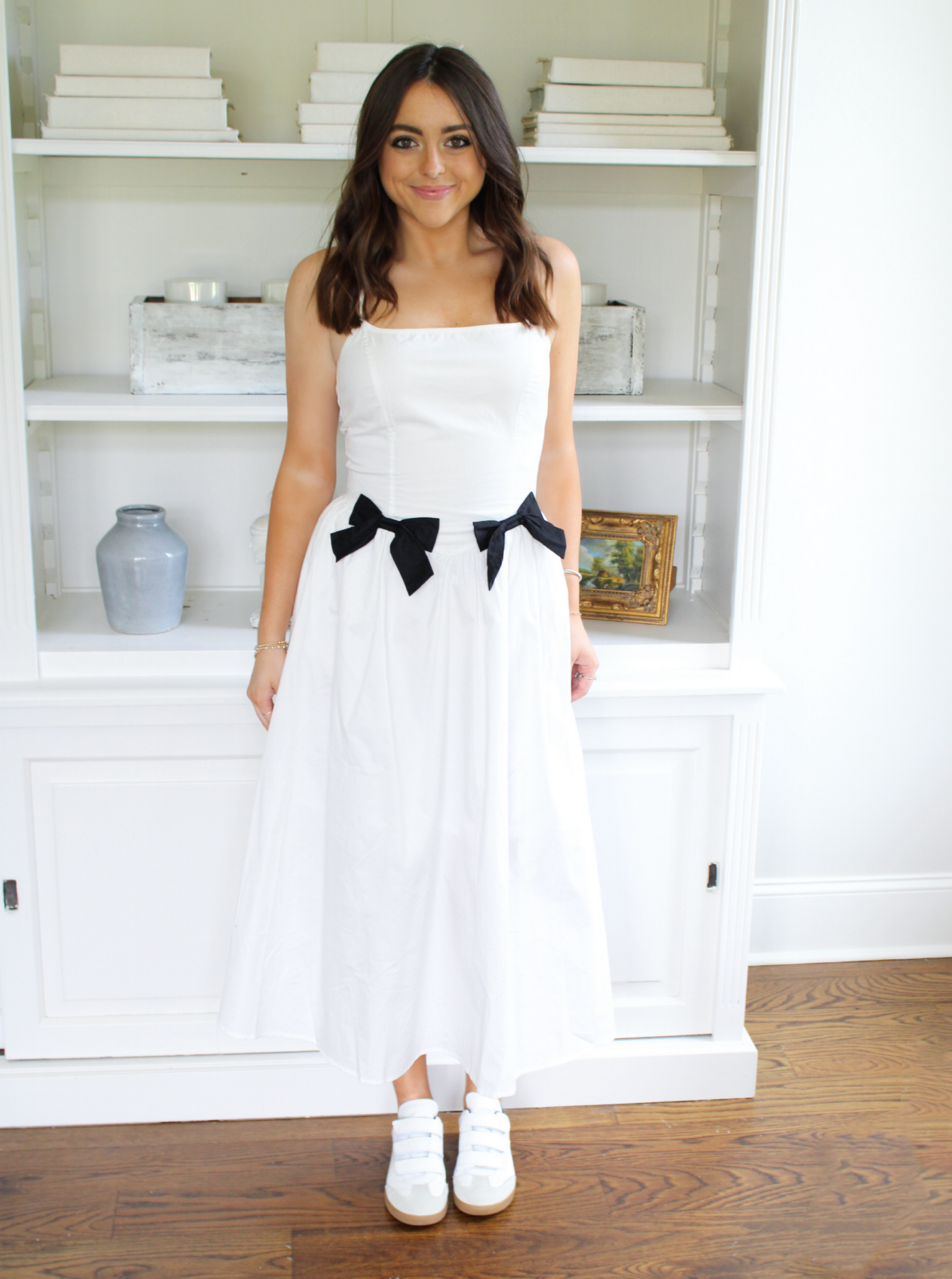 the dreamer midi dress Women's Dreamer Sheath Strappy Cotton Voile Midi Dress S/M/L/Customize Cream/Black MEAN BLVD