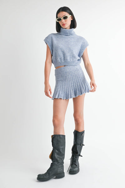 Dustie Blue Pleated Mini Skirt
