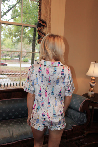 Champagne Night Satin Pajamas Shorts Set
