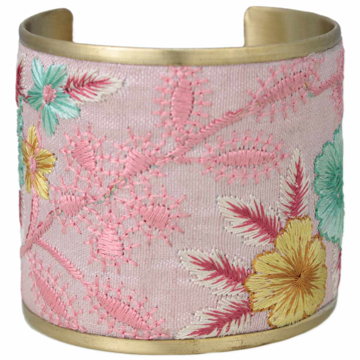 Pastel Embroidered Cuff Bracelet (Large)