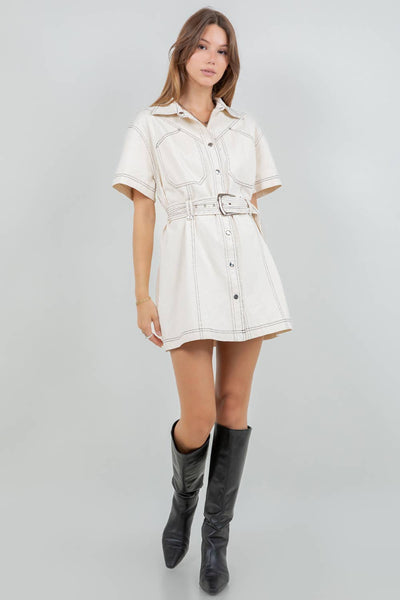 Elle Belted Shirt Mini Dress