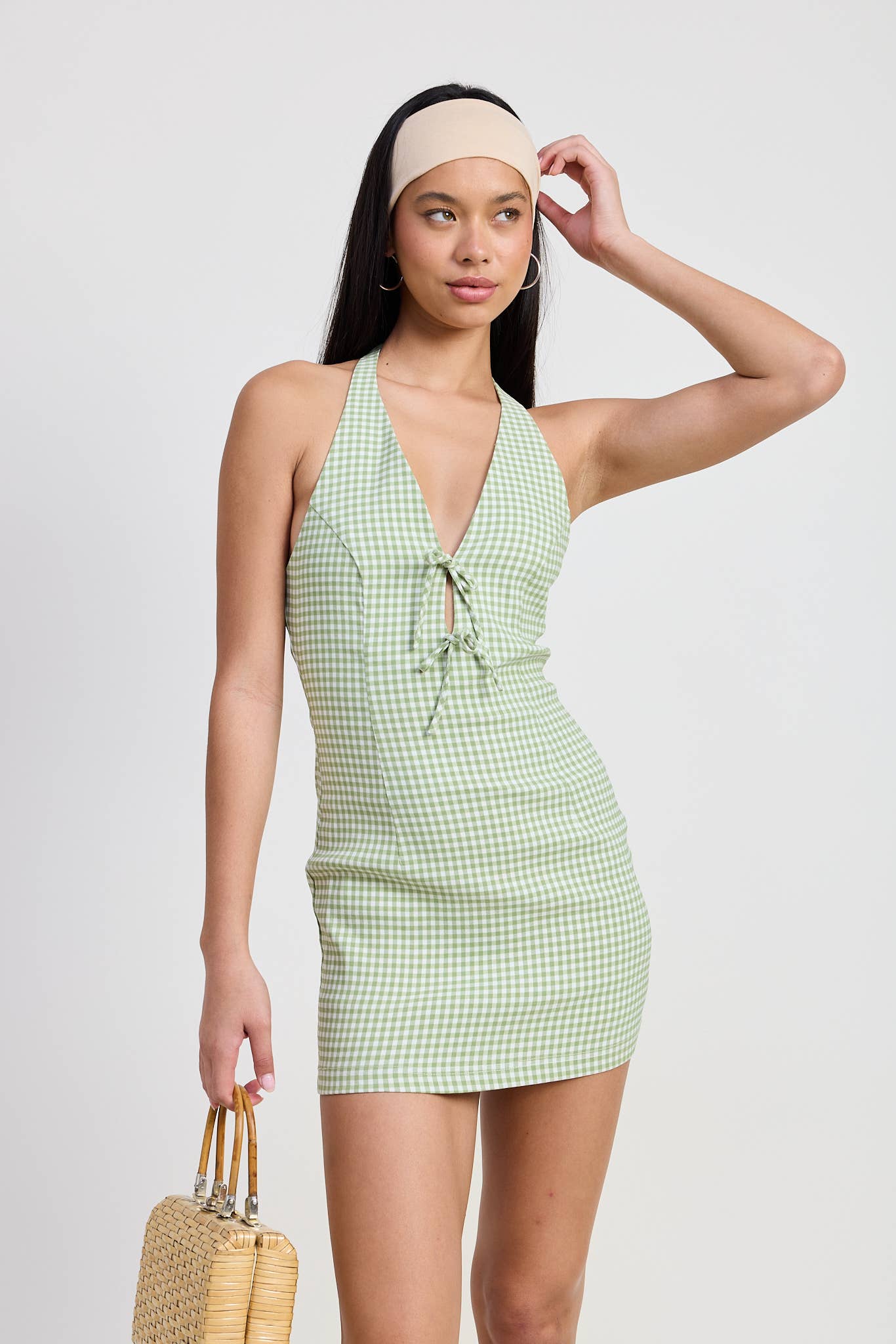 Leila Gingham Halter Mini Dress