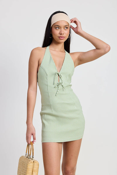 Leila Gingham Halter Mini Dress
