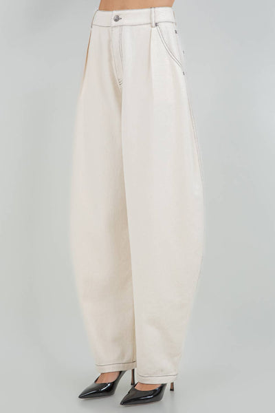 Soft Cotton Washed Barrel Jeans