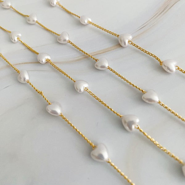 Pearl Heart Chain Necklace