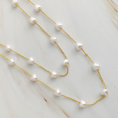 Pearl Heart Chain Necklace