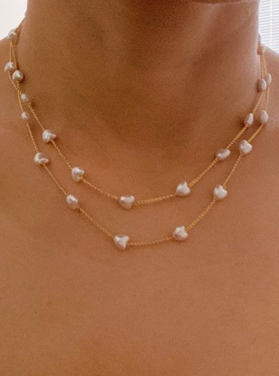 Pearl Heart Chain Necklace