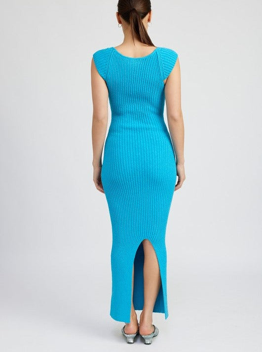 Sweetheart Bodycon Maxi Dress (Blue)