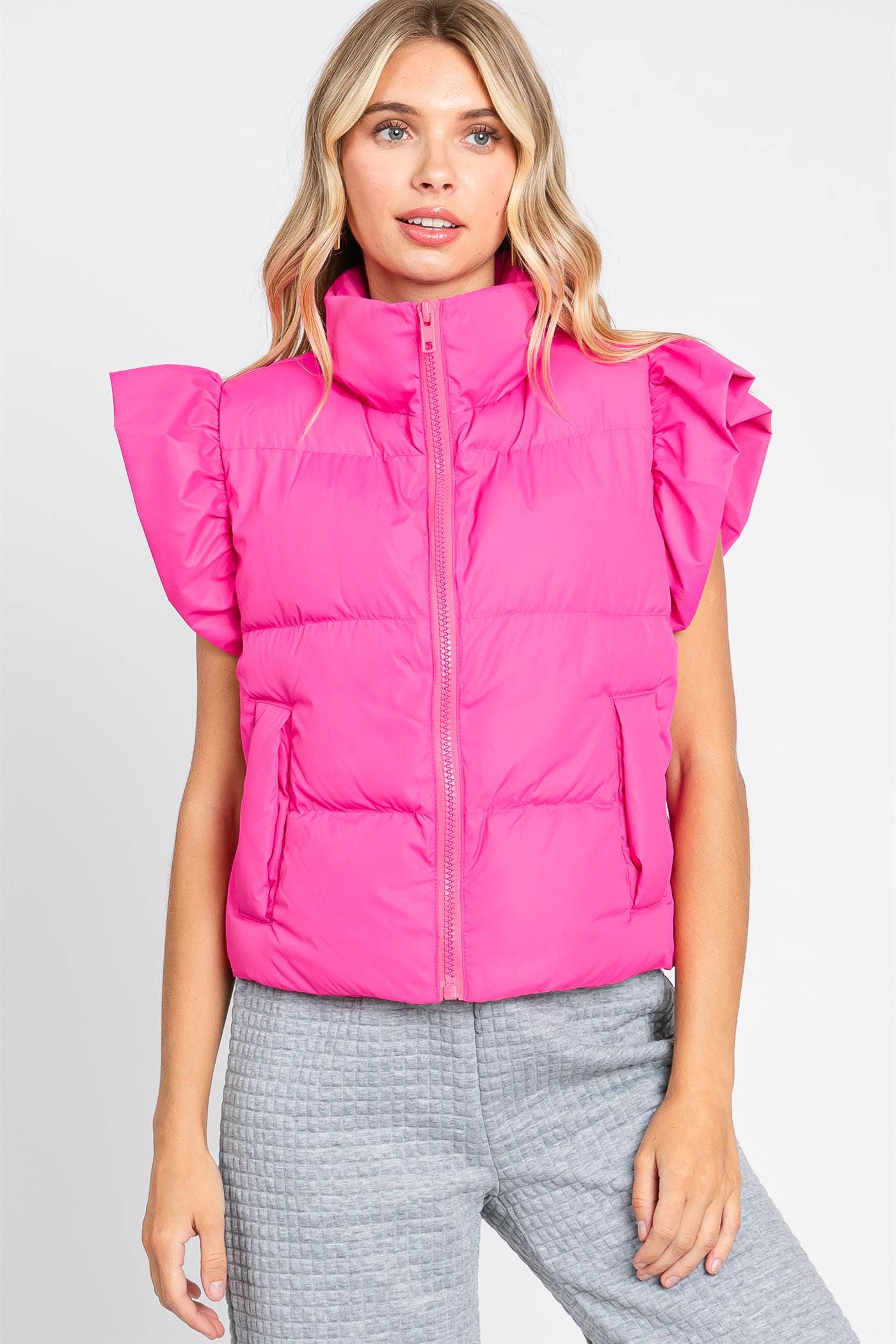 Savannah Ruffle Sleeve Puffer Vest