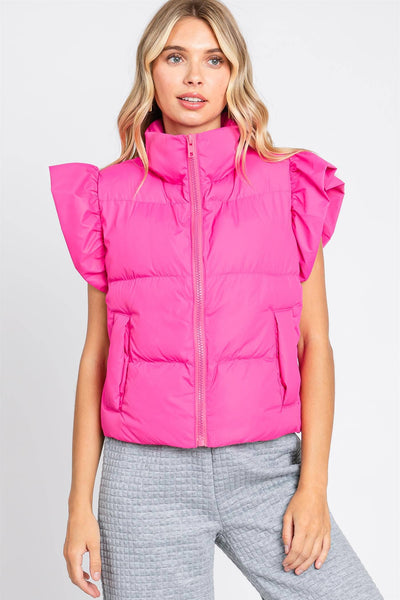 Savannah Ruffle Sleeve Puffer Vest