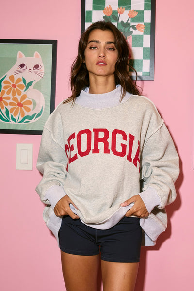 'GA' Reversible Embroidered Mock Neck Sweatshirt