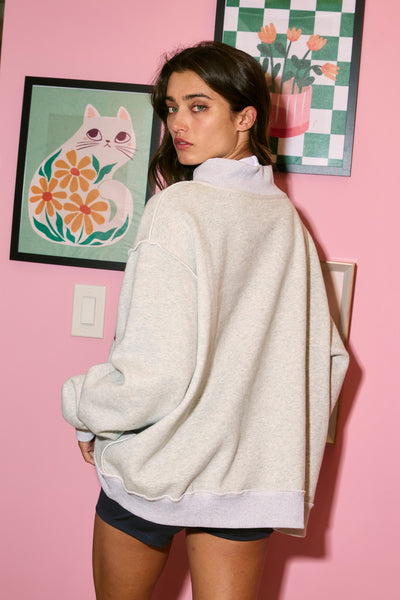 'GA' Reversible Embroidered Mock Neck Sweatshirt