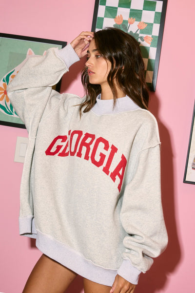 'GA' Reversible Embroidered Mock Neck Sweatshirt