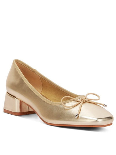 Laga Metallic Block Heel Ballerina Flats (Gold)