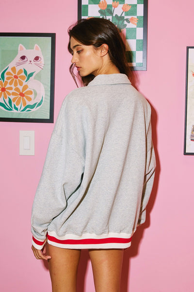 'GA' Stripe Elastic 1/4 Zip Pullover Sweatshirt