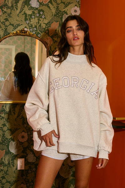 'Georgia' Embroidered Mock Neck Sweatshirt