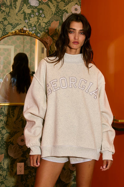 'Georgia' Embroidered Mock Neck Sweatshirt