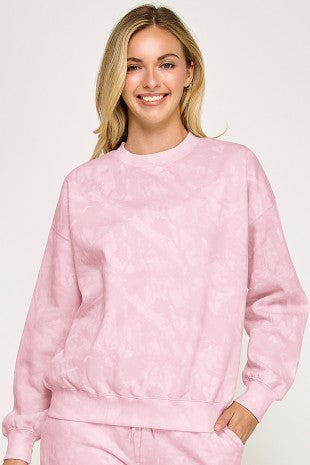 Pink Camo Relaxed Fleece Sweatshirt