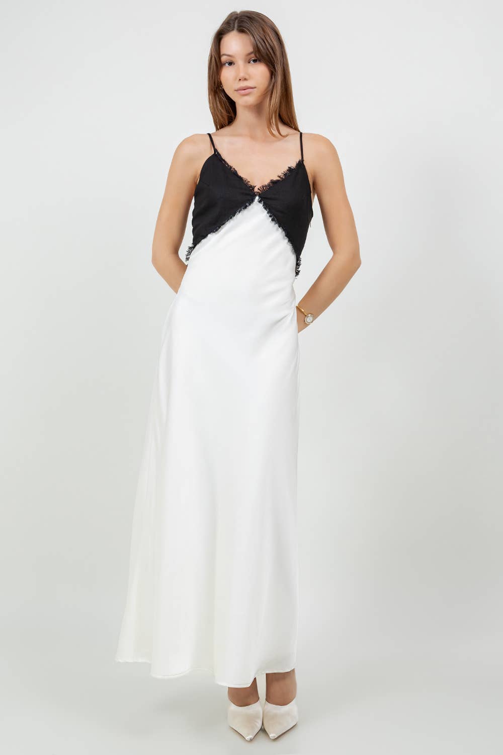 Maude Contrast Maxi Slip Dress