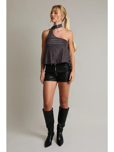 Brown Shimmer Scarf Top