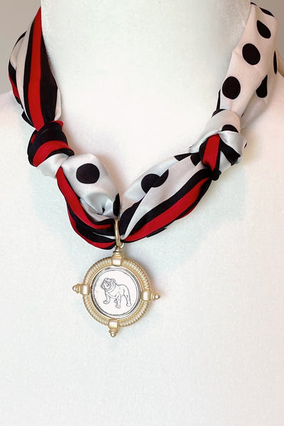 Bulldawg Polka Dot Scarf Necklace