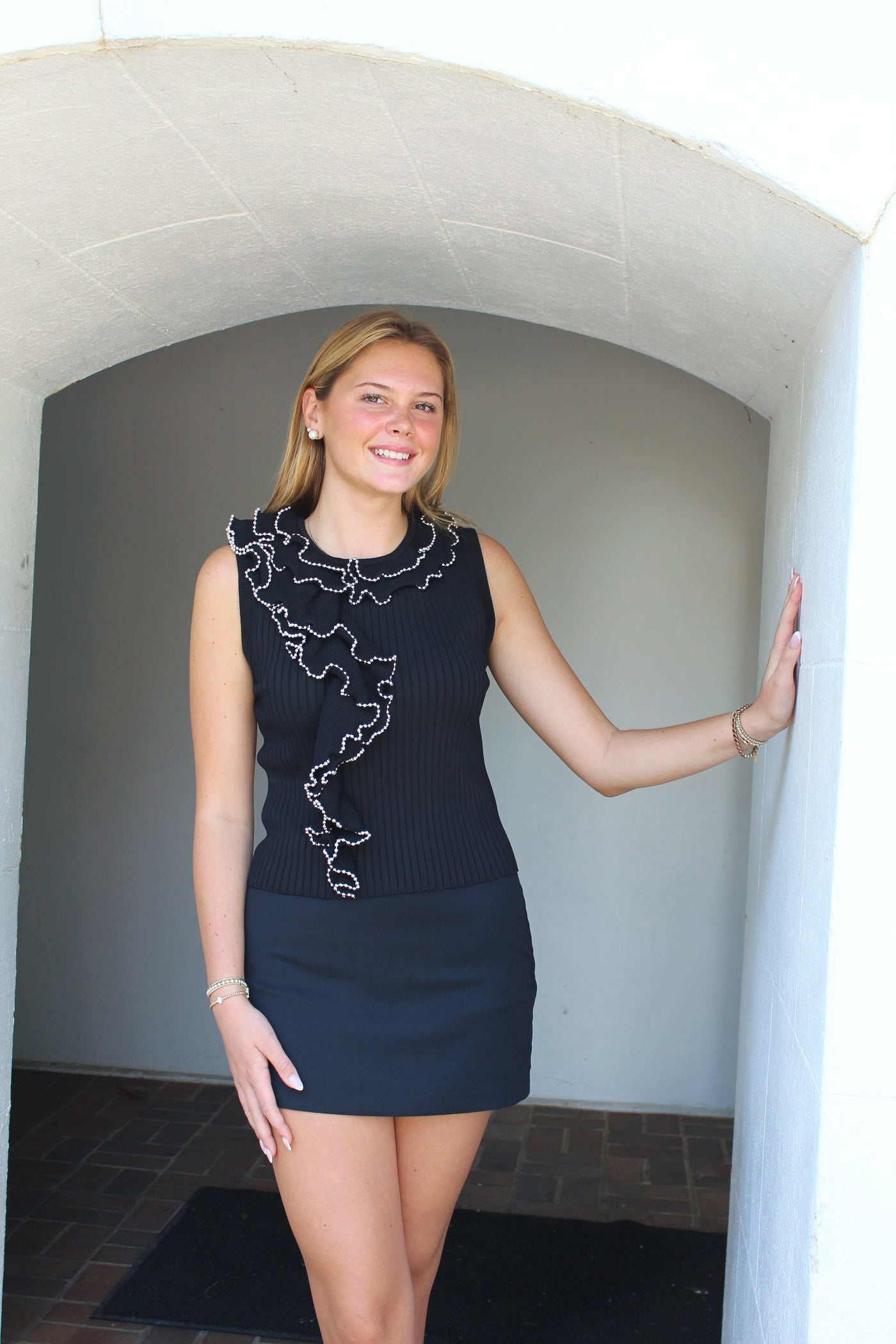 Giselle Beaded Ruffle Top