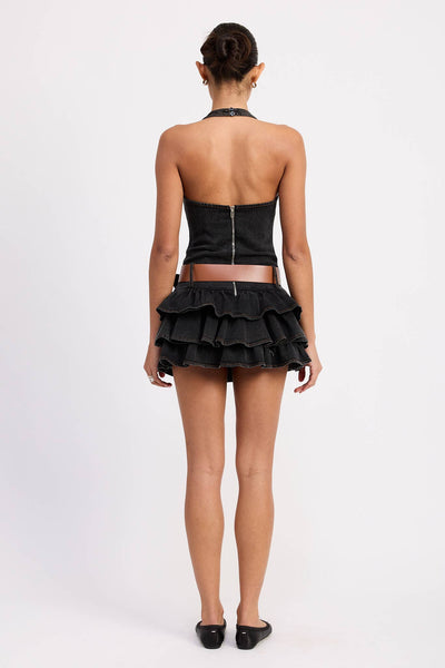 Sasha Belted Denim Mini Dress