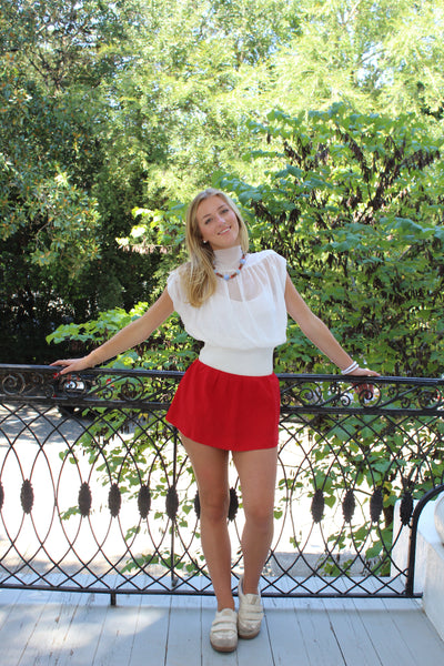 Carly Red Mini Skort