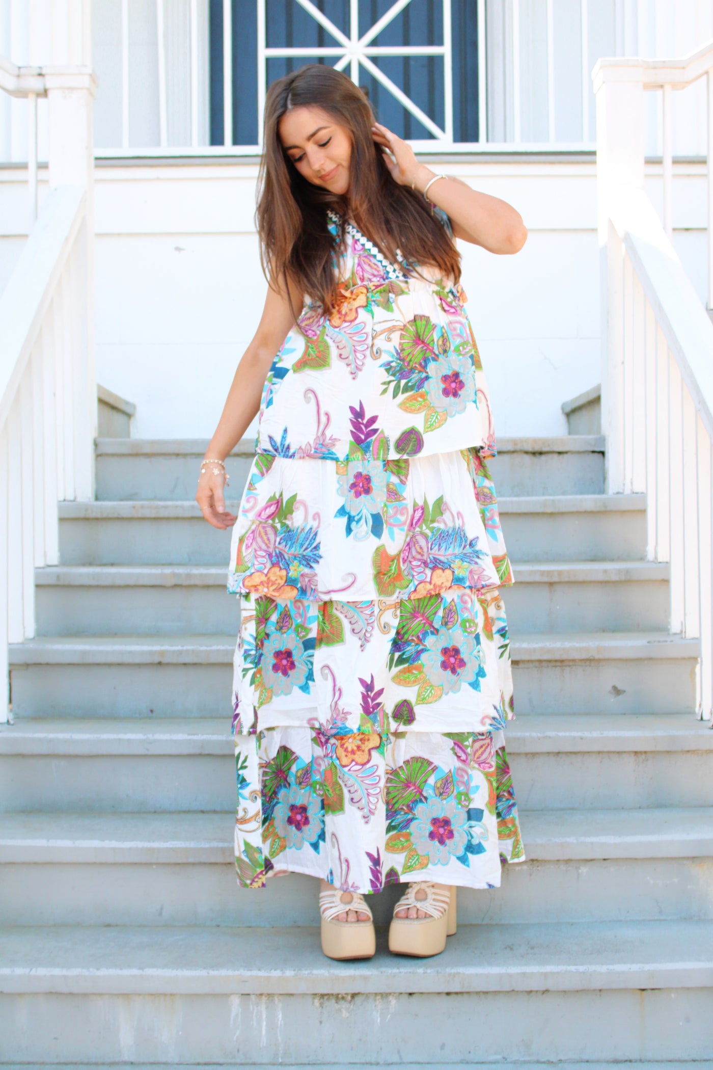 Hibisucus Palms Maxi Dress