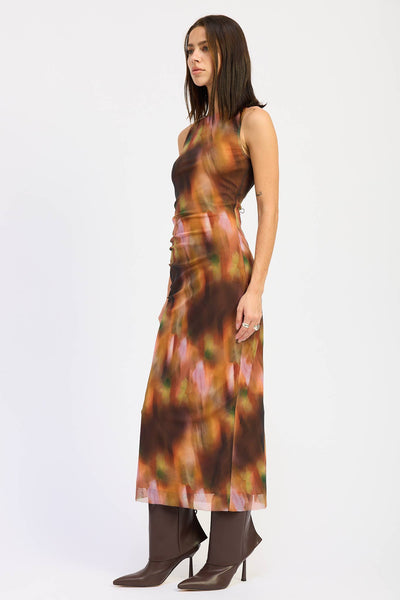 Rust Printed Maxi Dress