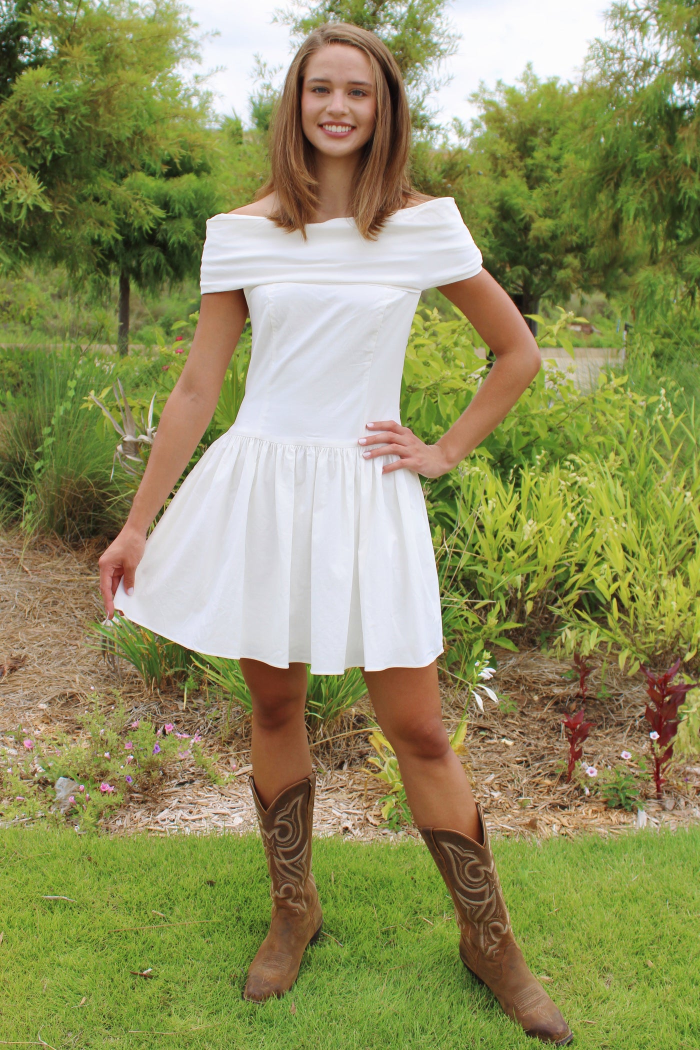 Elizabeth Off Shoulder Mini Dress
