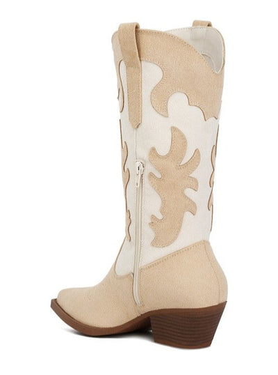 Labryne Suede Patchwork Cowboy Boots