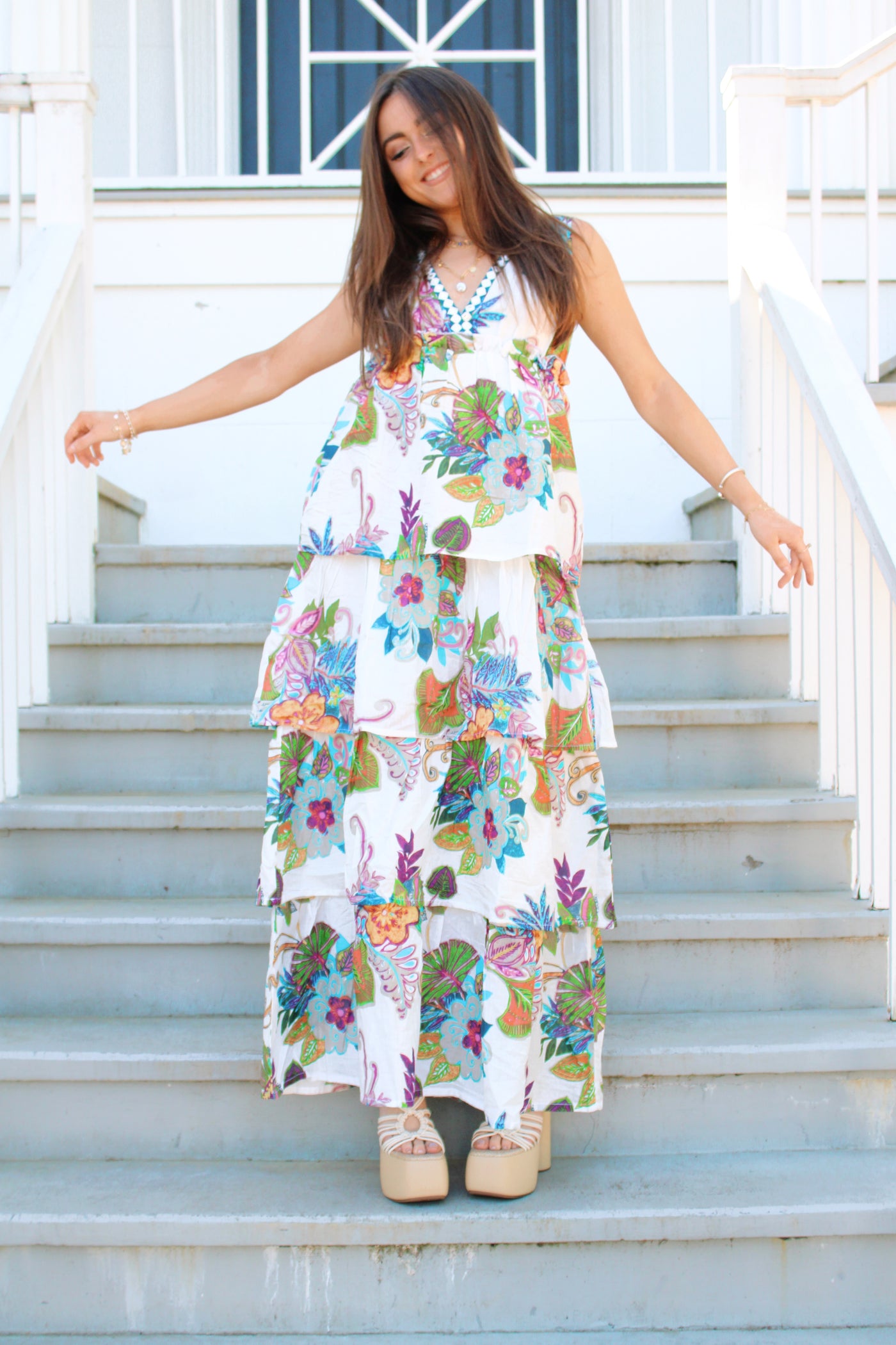 Hibisucus Palms Maxi Dress