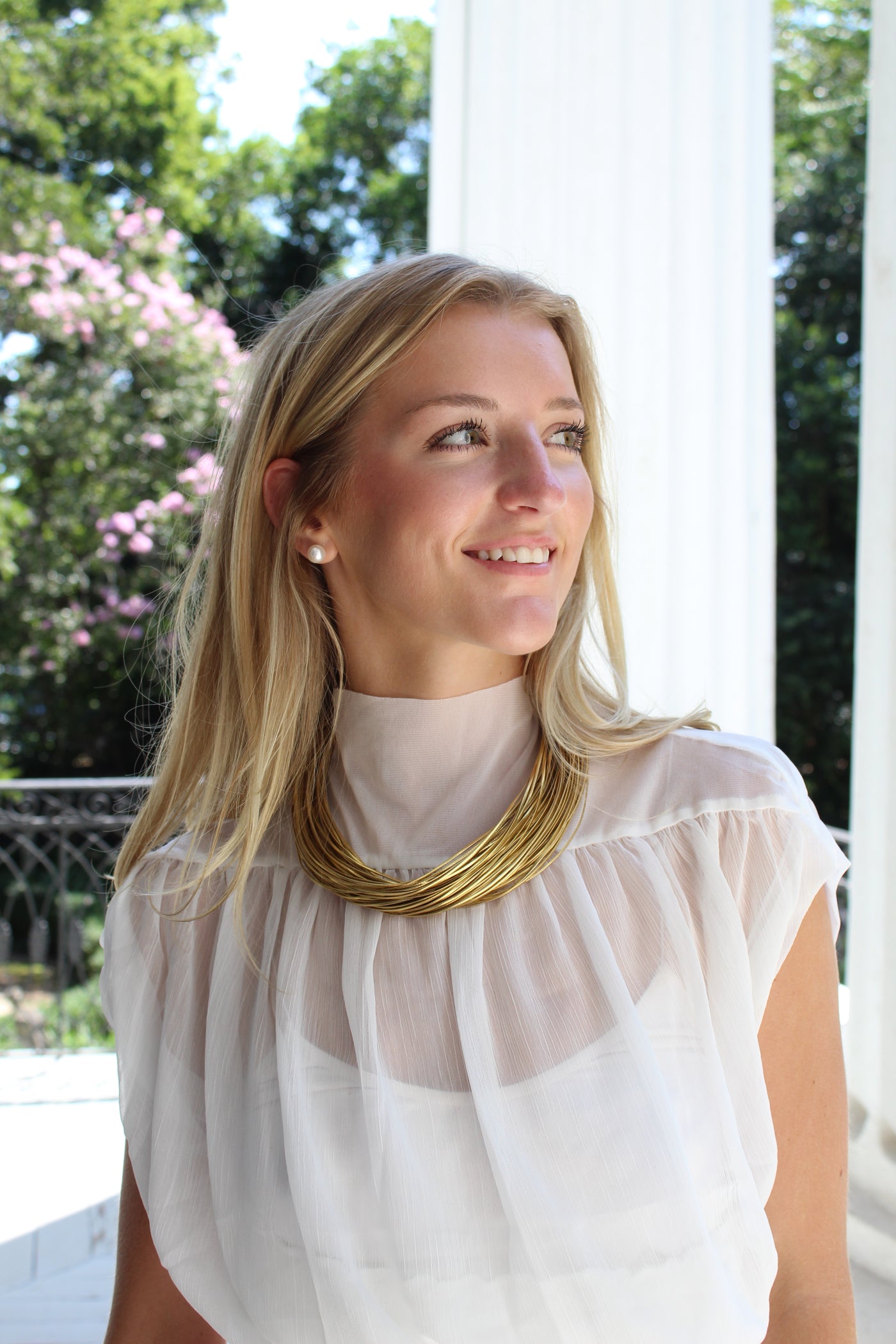 Leatherette Gold Strand Necklace