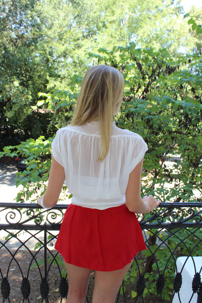 Carly Red Mini Skort